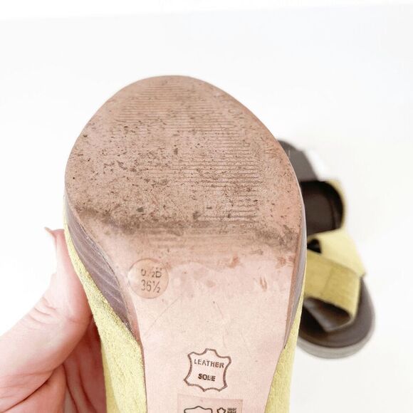 BCBGMaxAzria Womens Heels Pump Peep Toe Slingback Suede Green Silver Size 36.5 - Picture 4 of 10